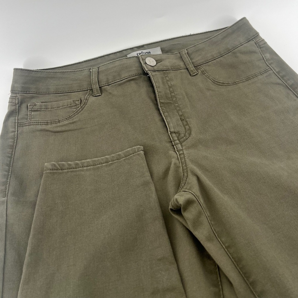 Refuge Gorpcore Skinny Pants Women 10 Olive Green Stretch Cotton Blend Mid Rise
